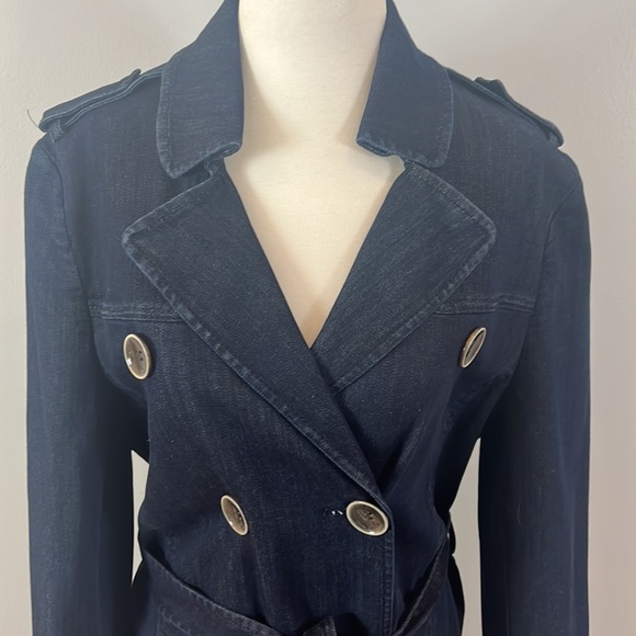 Luisa Cerano Denim Trench Coat Jacket - Picture 9 of 16